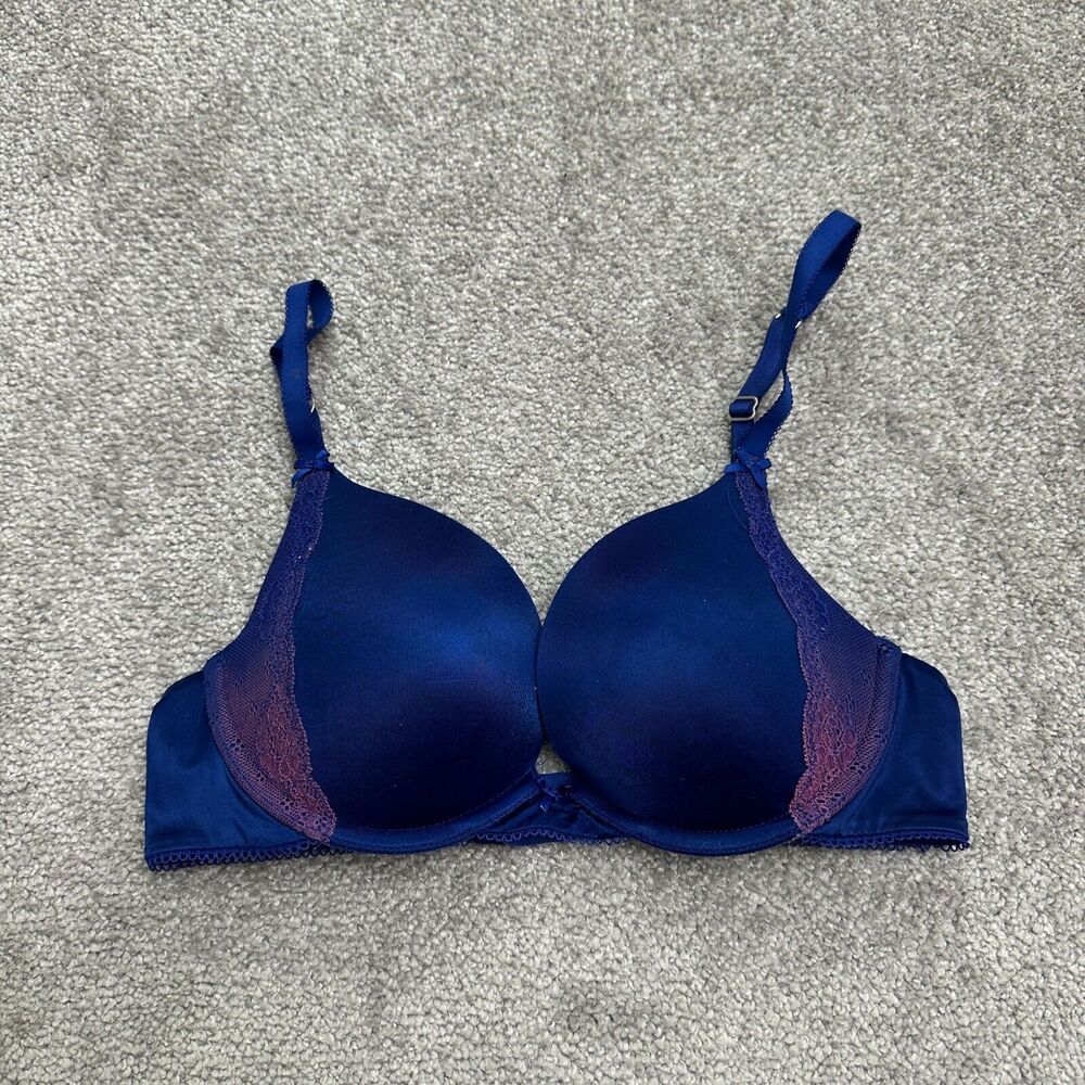 Brooke Aerie Push Up Bra Womens 34B Blue Padded Underwired Adjustable Strap